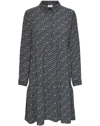 Jacqueline De Yong Shirtkleid Kurzes Langarm Kleid Gemusterte Tunika Bluse JDYPIPER - Grau