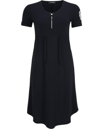 Doris Streich A-Linien-Kleid mit Motiv auf dem Ärmel - Schwarz
