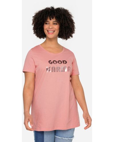 Angel of Style Rundhalsshirt T-Shirt Metallic-Schriftzug Rundhals Halbarm - Pink