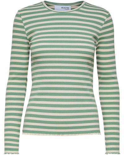 SELECTED T-Shirt Longsleeve ANNA (1-tlg) - Grün
