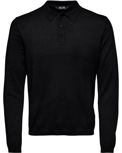 Only & Sons Polokragenpullover ONSWYLER LIFE REG 14 LS POLO KNIT NOOS - Schwarz