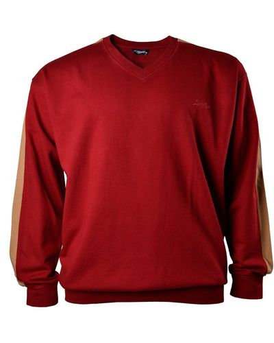 Lucky Star Sweater Übergrößen Sweatshirt rot-camel mit Einsätzen