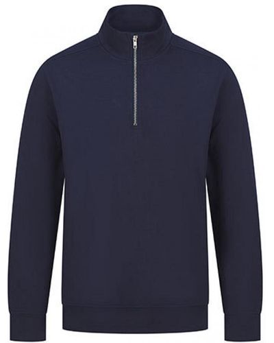 Henbury Sustainable 1/4 Zip Sweatshirt Pullover - Blau