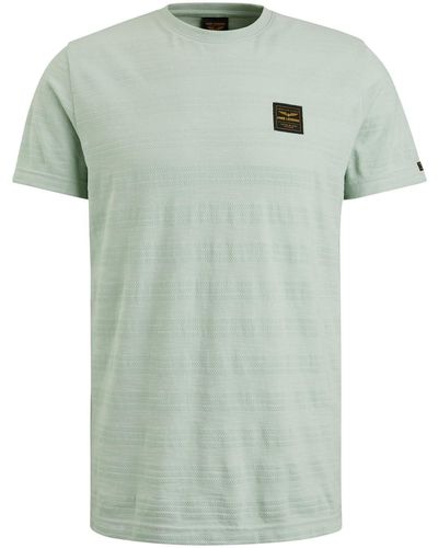 PME LEGEND T-Shirt Short sleeve r-neck jacquard strip - Grün