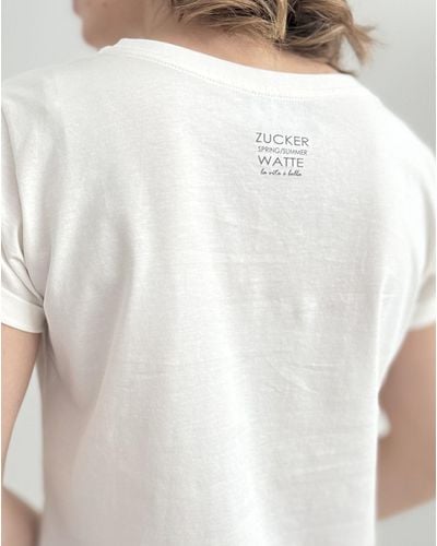 Zuckerwatte Print-Shirt aus 100% Baumwolle, modische Form - Weiß