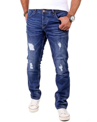 Reslad - Stretch Denim -Hose Destroyed Look Slim Fit Jeans - Weiß