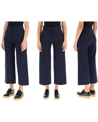 KENZO Bootcuthose Womens Iconic Rare Luxury Cotton Flared Cropped Trousers Pants H - Blau