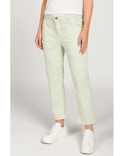 Gina Laura Stretch-Hose 7/8-Jeans weites Bein aufgesetzte Taschen - Grün