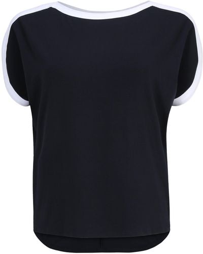 Doris Streich Tunika Long-Shirt Kontrastblenden mit Kontrastverarbeitung - Schwarz
