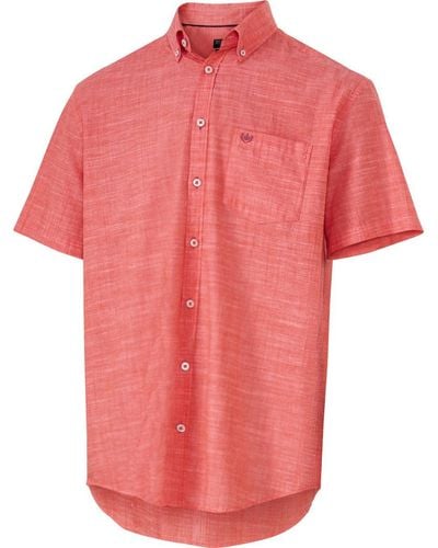 Franco Bettoni Kurzarmhemd aus reiner Baumwolle, in edler Melé-Leinen-Optik - Pink