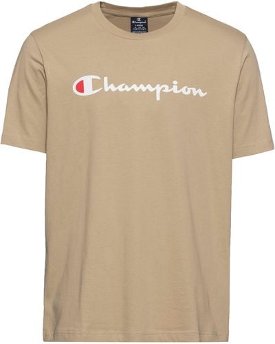 Champion Icons Crewneck T-Shirt Large mit Logo Print - Natur