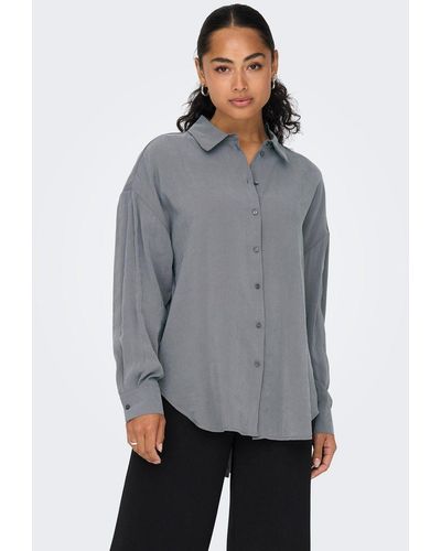 ONLY Blusenshirt Langarm Bluse Weites Oversize Hemd Shirt ONLIRIS 5635 in Grau