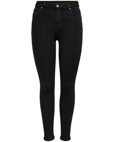 ONLY High-waist-Jeans MILA (1-tlg) Plain/ohne Details - Schwarz