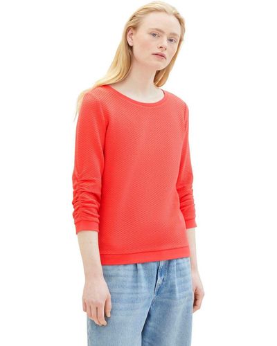 Tom Tailor Sweatshirt mit besonderer Materialoberfläche - Rot