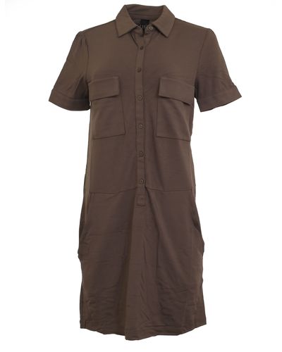 YESET Jerseykleid Kleid kurzarm Taschen Knopfverschluss taupe Gr. 38 029204 - Braun