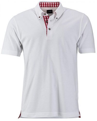 James & Nicholson Poloshirt Traditional Polo / Feine Piqué-Qualität - Weiß
