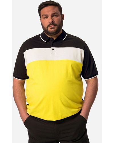 Men Plus Plus Men+ Poloshirt Halbarm Bauchfit Colorblocking - Gelb