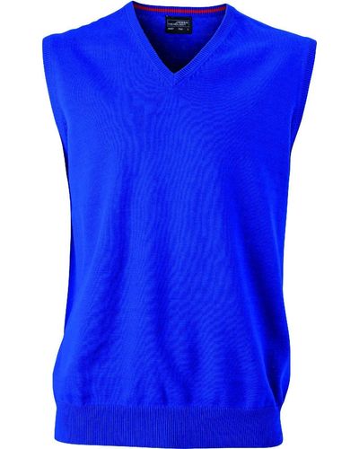 James & Nicholson JN 657 V-Neck Pullunder Leichte Strickqualität - Blau