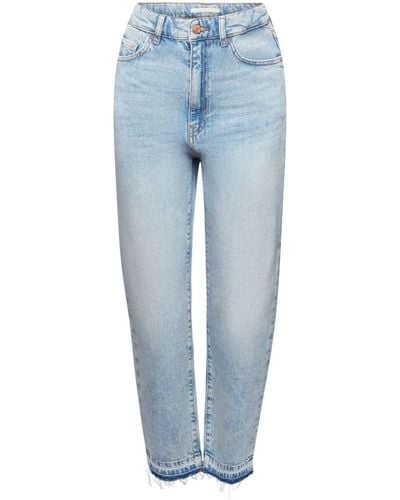 Edc By Esprit 7/8- Fransen-Jeans im 90er-Look, High-Rise - Blau