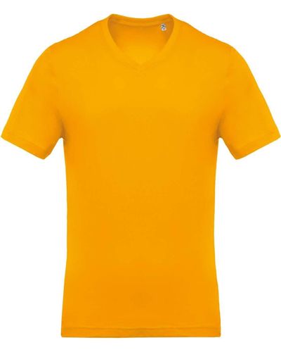 Kariban T- Kurzarm -Ausschnitt V-Neck Sommer Shirt - Gelb