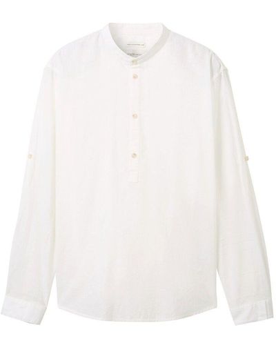 Tom Tailor T-Shirt relaxed cotton linen tunic - Weiß