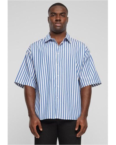 Urban Classics Langarmhemd Striped Short Sleeve Summer Shirt - Blau