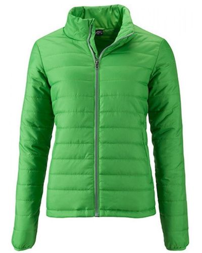 James & Nicholson Outdoorjacke Ladies` Padded Jacket / Taillierter Schnitt - Grün