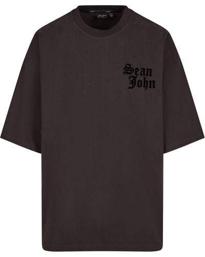 Sean John T-Shirt JM232-001-04 SJ Old English Logo Yacht Club Tee (1-tlg) - Schwarz