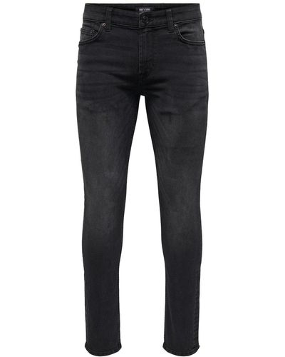 Only & Sons Slim Fit Jeans Basic Hose Stoned Washed Denim Pants ONSLOOM 5615 in Schwarz