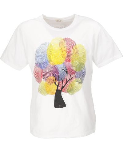 Guru-Shop -, Tree save earth T-Shirt - Finger.. Retro - Weiß