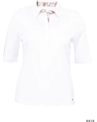 efixelle T-Shirt Polo mit Webkragen weiß