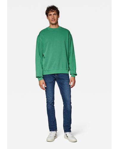 Mavi Rundhalspullover Sweatshirt mit Wascheffekt - Grün