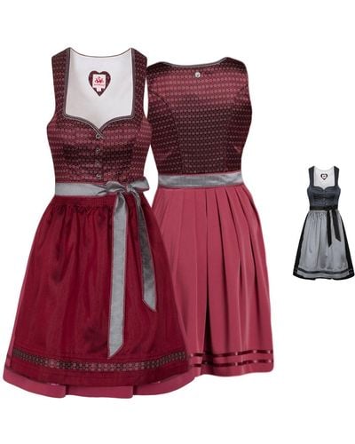 Spieth & Wensky Wiga- 2-teiliges Midi- Kleid Dirndl Trachtenkleid - Rot