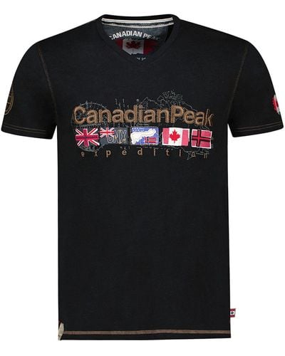 Canadian Peak T-Shirt V-Neck Joukeak aus Baumwolle mit Logostick - Schwarz