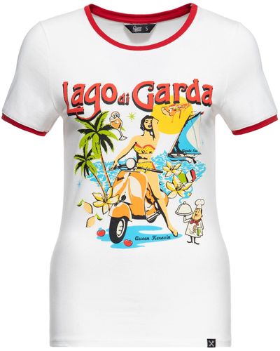Queen Kerosin Print-Shirt Lago di Garda (1-tlg) mit Gardasee-Artwork - Weiß