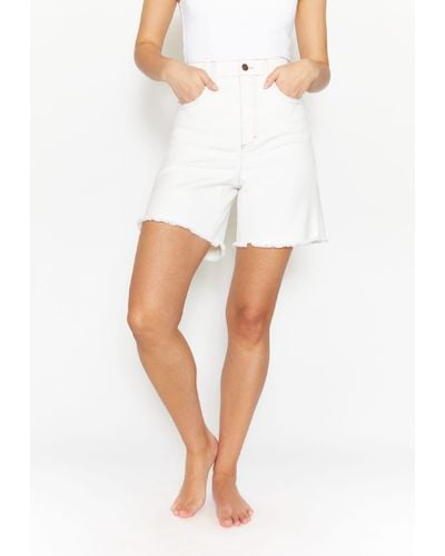 ANGELS Relax-fit-Jeans Jeansshorts Mila in unifarbenem Denim - Weiß