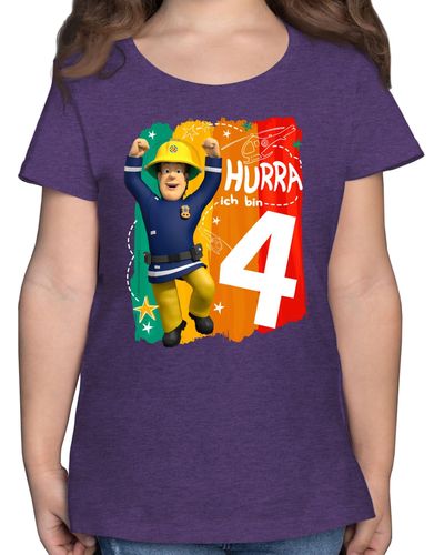 Shirtracer Hurra Vier - - Feuerwehrmann Sam ä - Mädchen Kinder - t-shirt ich bin 4 - Blau