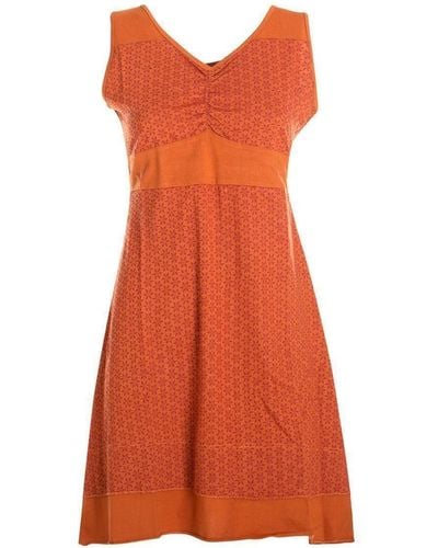 Vishes Tunikakleid Kurzes Blumenkleid Hemdchen Hängerchen ärmellos Elfen, Hippie, Goa Style - Orange