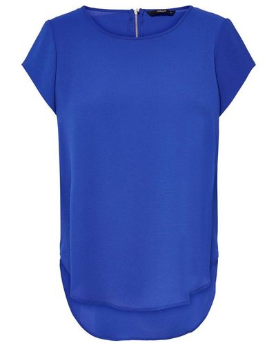 ONLY Blusenshirt Einfarbige Kurzarm Bluse T-Shirt Oberteil ONLVIC (1-tlg) 4043 in Dunkelblau