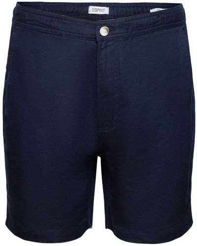 Esprit Shorts Bermudashorts aus Baumwolle-Leinen-Mix (1-tlg) - Blau