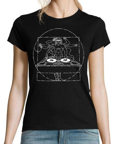Youth Designz Print- Da Vinci DJ T-Shirt mit lustigen Logo - Schwarz