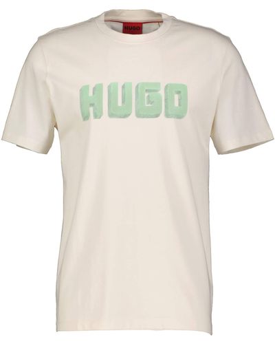 HUGO T-Shirt DAQERIO Regular Fit (1-tlg) - Natur
