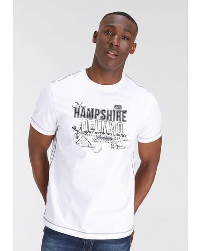 Delmao T-Shirt mit Brustprint und kontrastfarbigen Nähten-NEUE MARKE! - Weiß