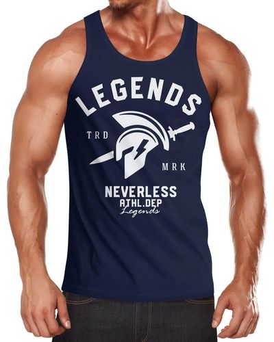 Neverless Tanktop Cooles Tank-Top Gladiator Sparta Gym Athletics Sport Fitness Muskelshirt Muscle Shirt ® mit Print - Blau