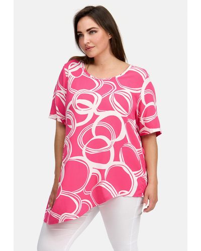 Kekoo Tunikashirt A-Linie Shirt Tunika aus Baumwollviskose 'Verano' - Pink