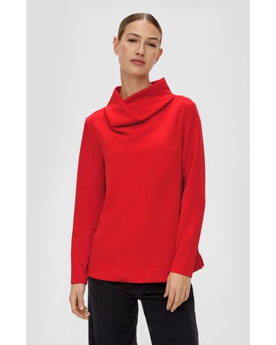 S.oliver Scuba-Sweatshirt mit drapiertem Kragen - Rot