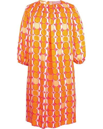 White Label Midikleid Midi-Kleid mit Retro-Muster - Orange