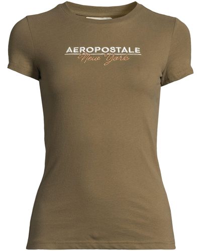 Aéropostale T-Shirt (1-tlg) Stickerei - Grün