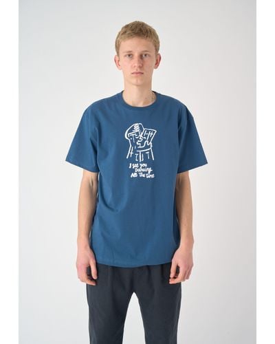 CLEPTOMANICX T-Shirt Dancing Towers mit tollem Frontprint - Blau