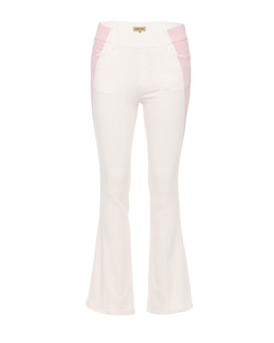 Sarah Kern Bootcut-Jeans Schlaghose figurbetont mit Baumwoll-Stretch - Weiß